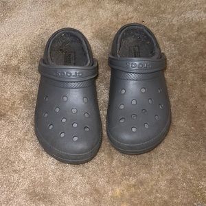Gray Furry Crocs